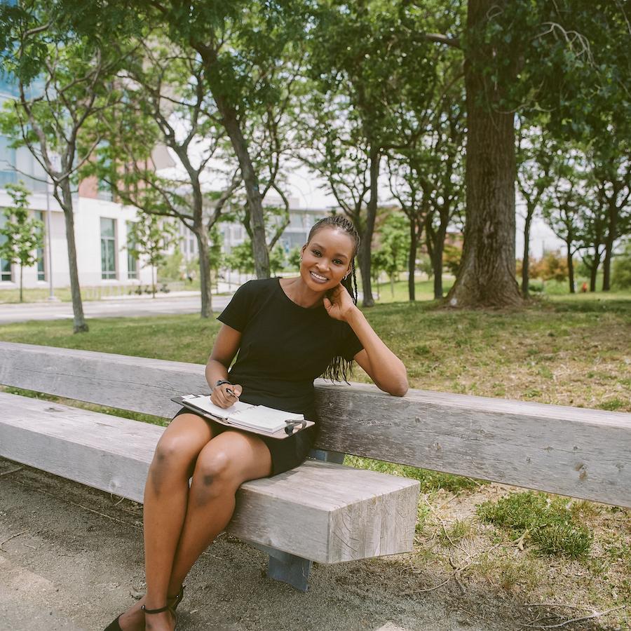 Female student with notebook